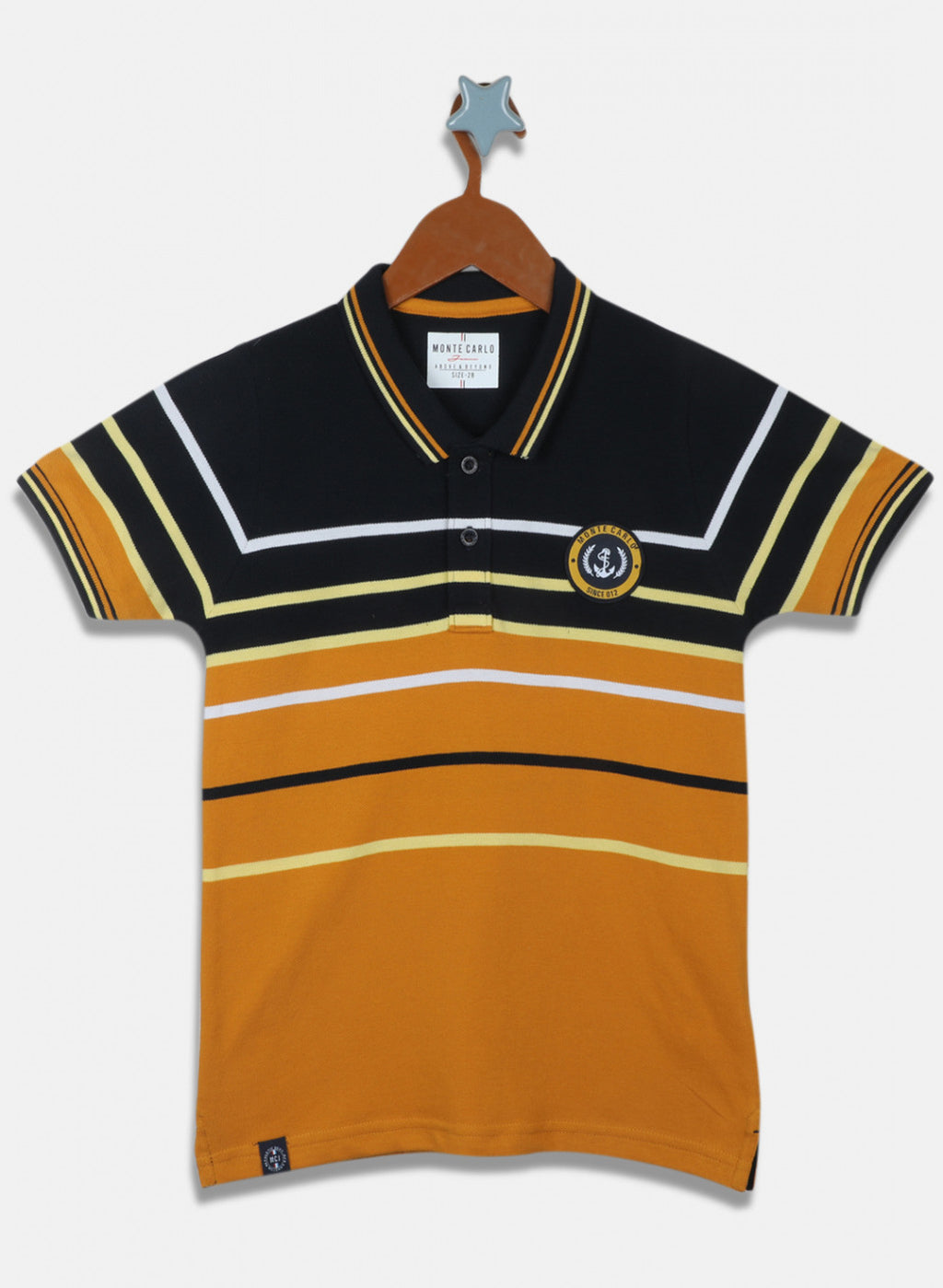 Boys Mustard & Navy Blue Stripe T-Shirt