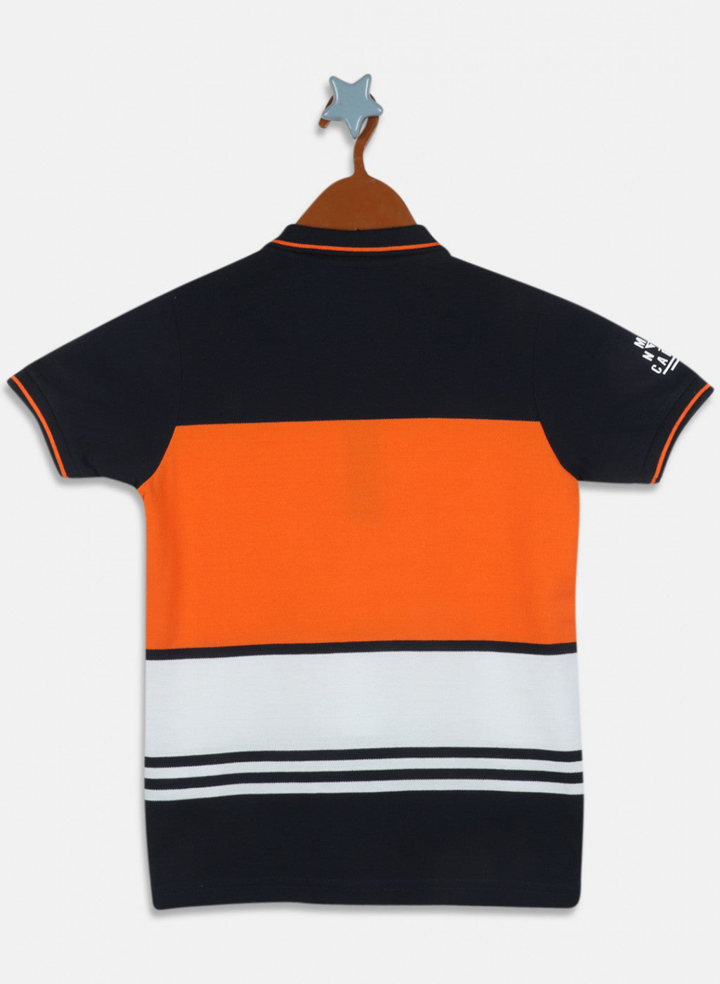 Boys Orange & Navy Blue Stripe T-Shirt