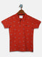 Boys Orange Printed T-Shirt