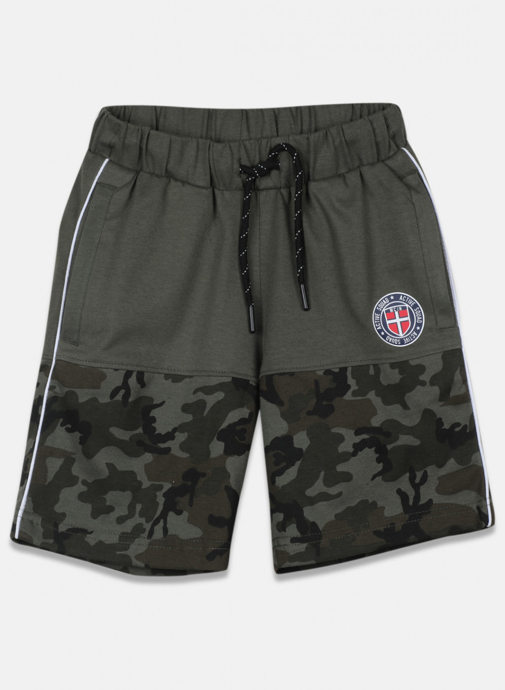 Boys Olive Printed Bermuda