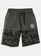 Boys Olive Printed Bermuda