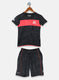 Boys Black Printed Bermuda Set
