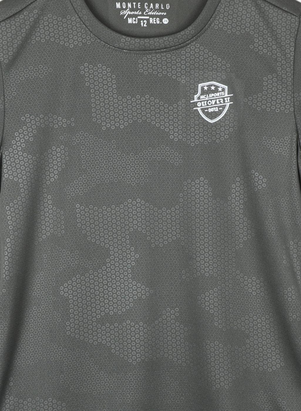Boys Olive & Black Printed Bermuda Set