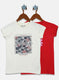 Girls Cream & Red Printed Top 2Pc Set