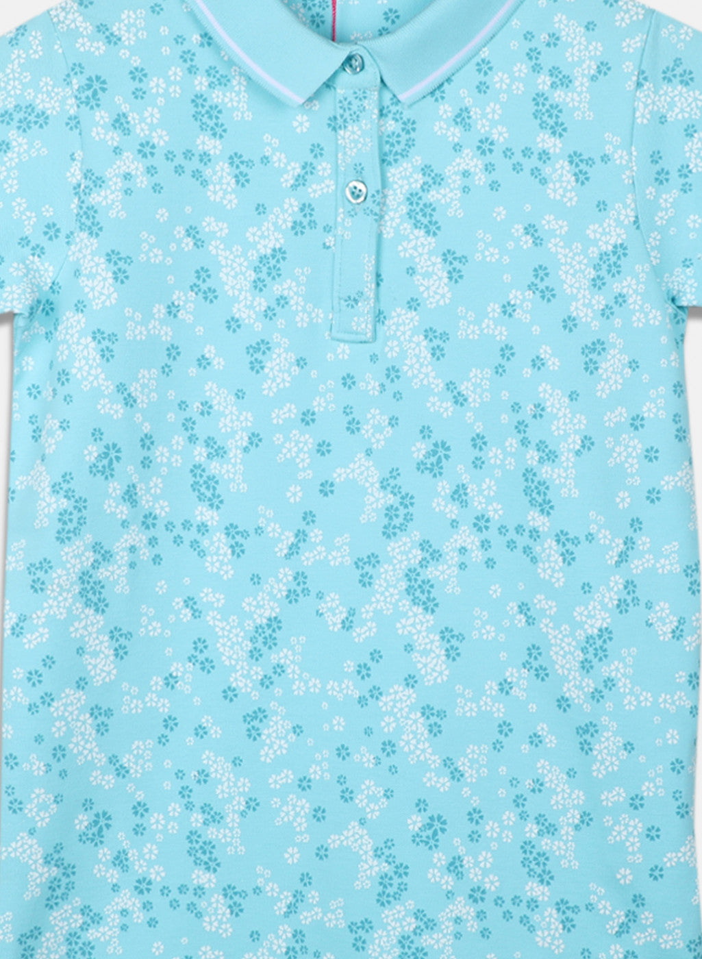 Girls Aqua Blue Printed T-Shirt