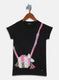 Girls Black Printed Top