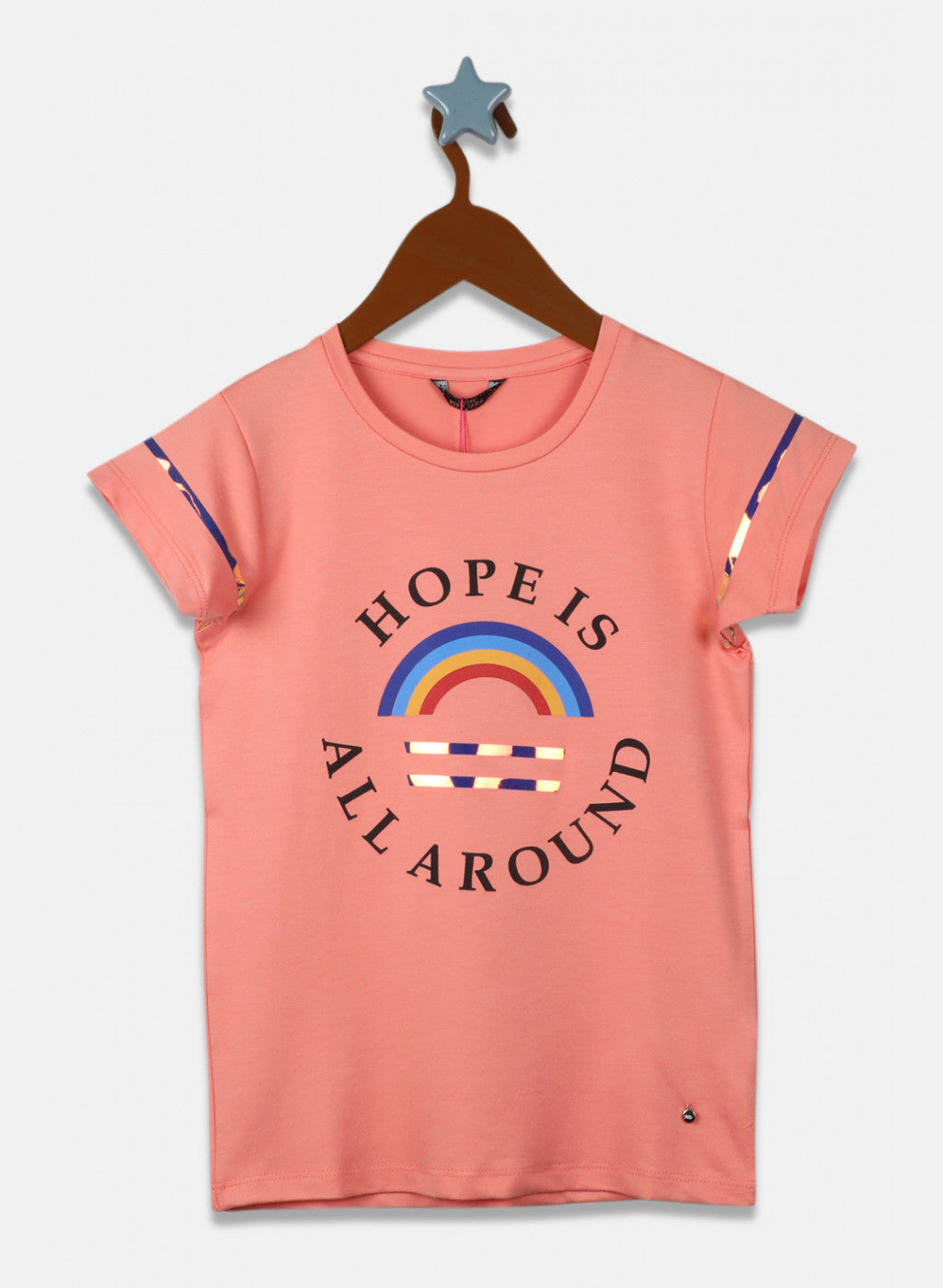 Girls Peach Printed Top