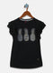Girls Black Printed Top