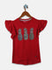 Girls Red Printed Top