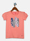 Girls Peach Printed Top