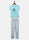 Girls Blue & Grey Printed Lower Set