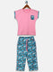 Girls Pink Printed Capri Set