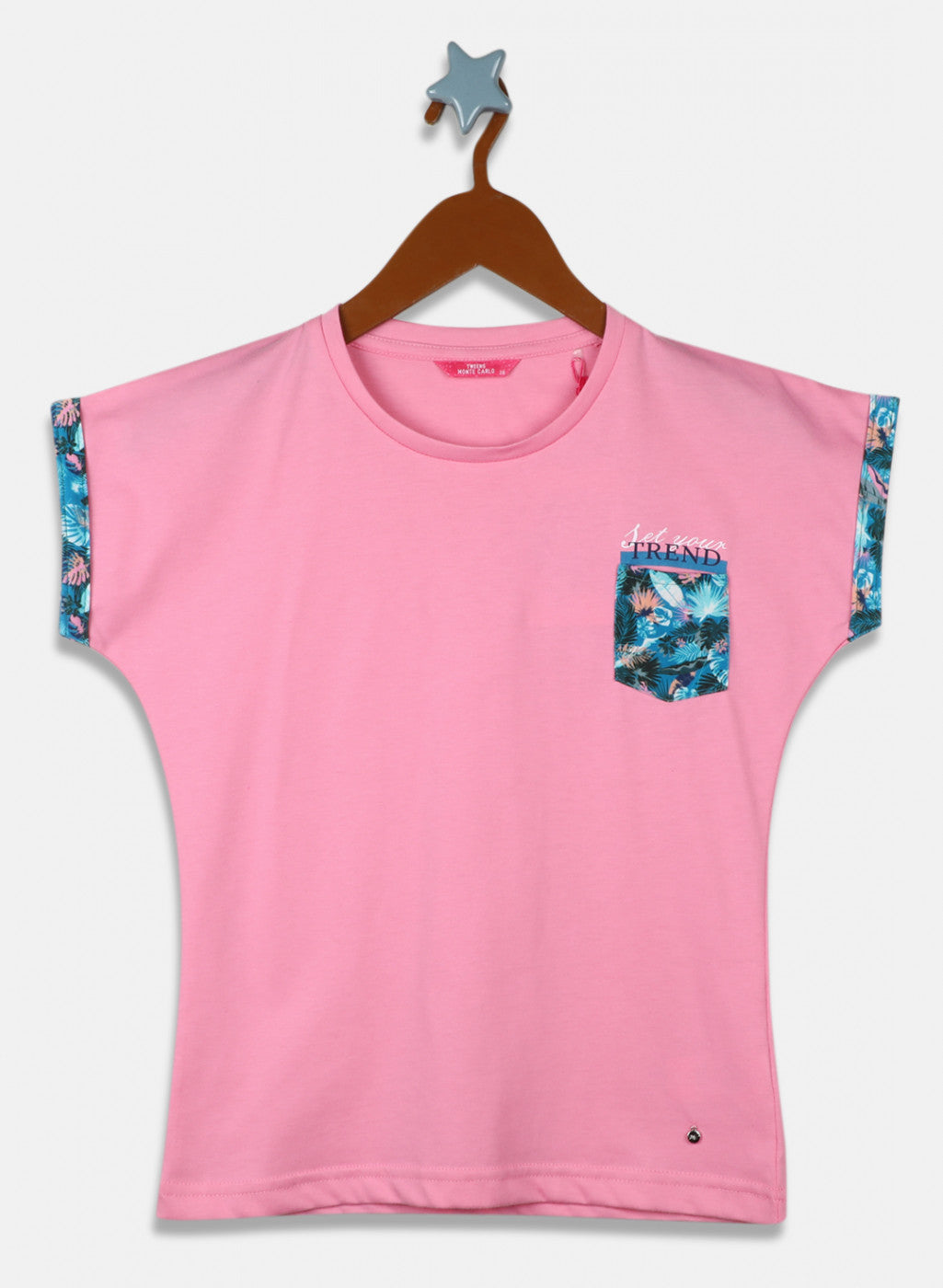 Girls Pink Printed Capri Set