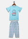 Girls Blue Printed Capri Set