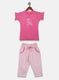 Girls Pink Printed Capri Set