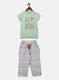 Girls Green Printed Capri Set