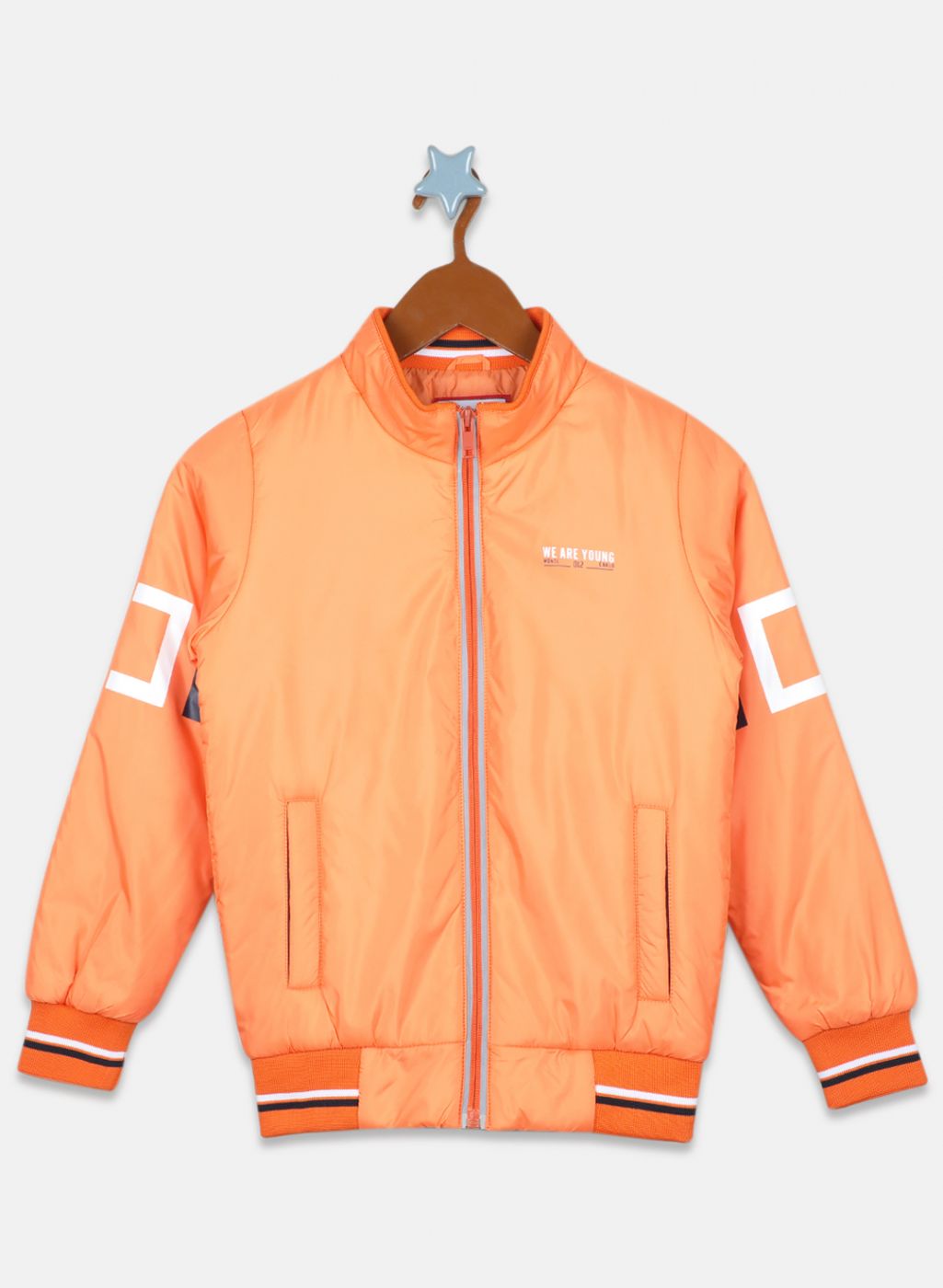 Boys Orange Solid Jacket