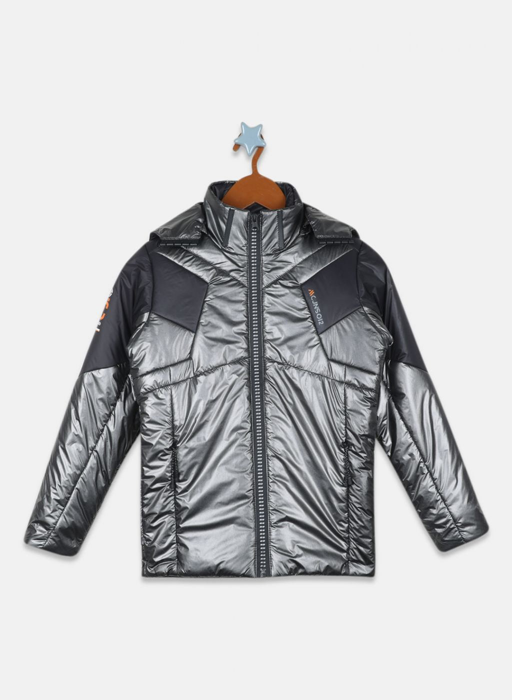 Boys Black Self Design Jacket