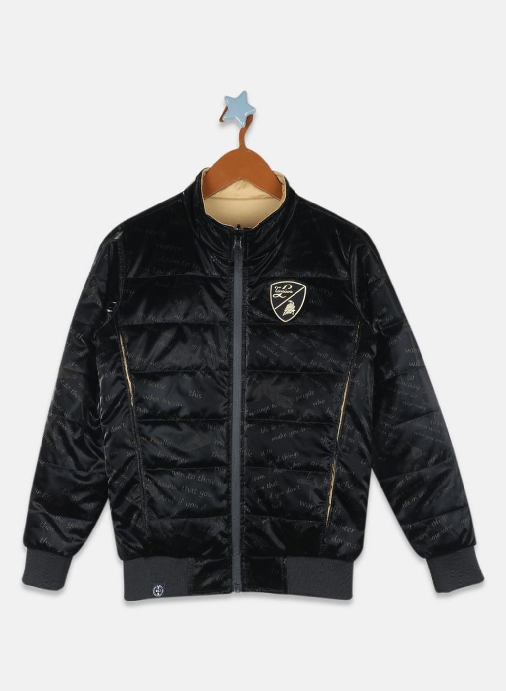 Boys Black Printed Jacket