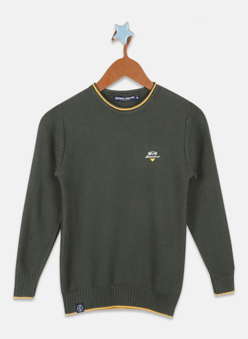 Boys Olive Solid Pullover