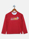 Boys Maroon Printed T-Shirt