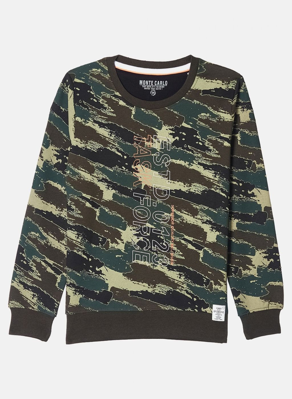 Boys Olive Printed Sweatshirt