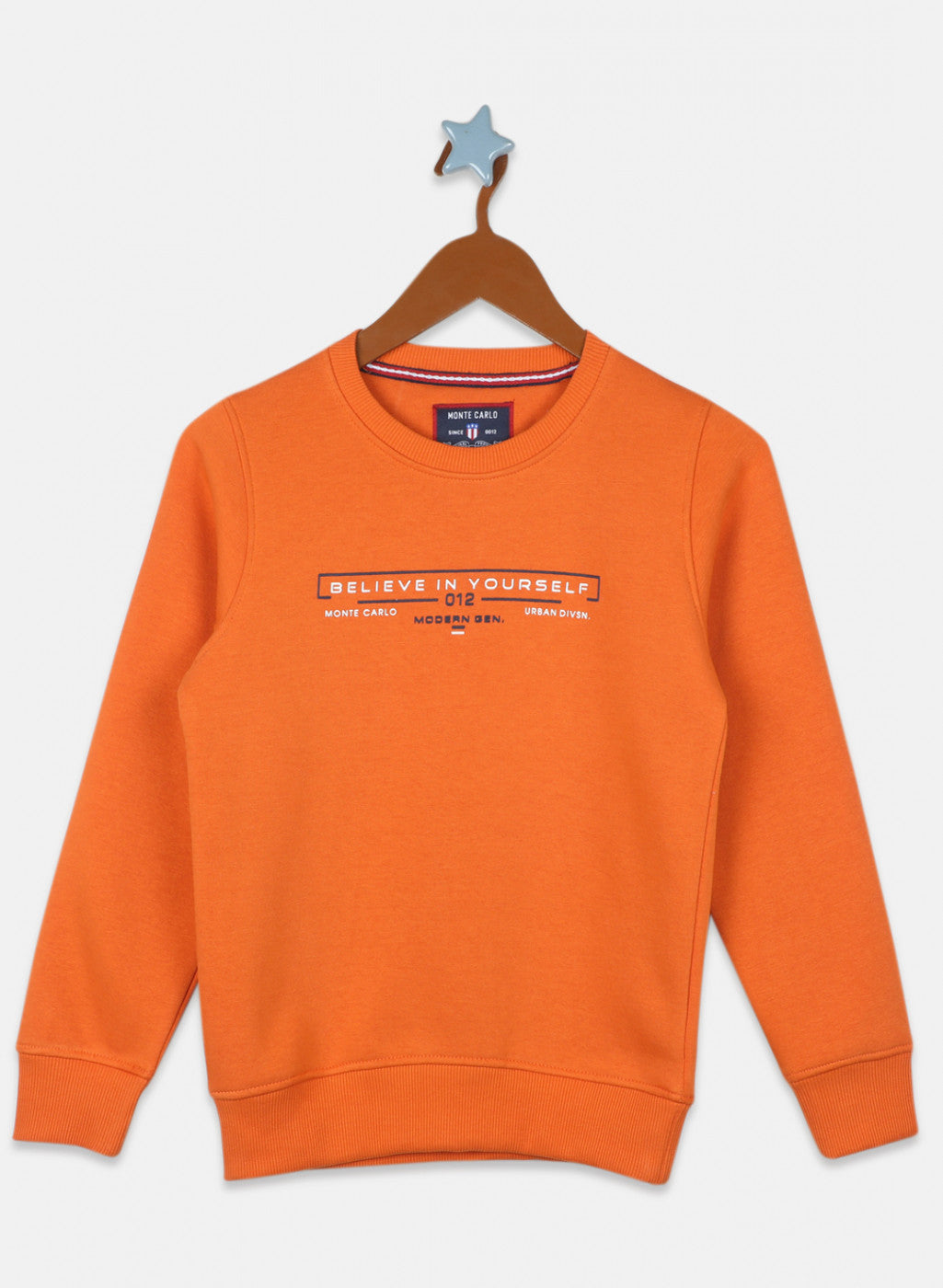 Boys Orange Printed Sweatshirt