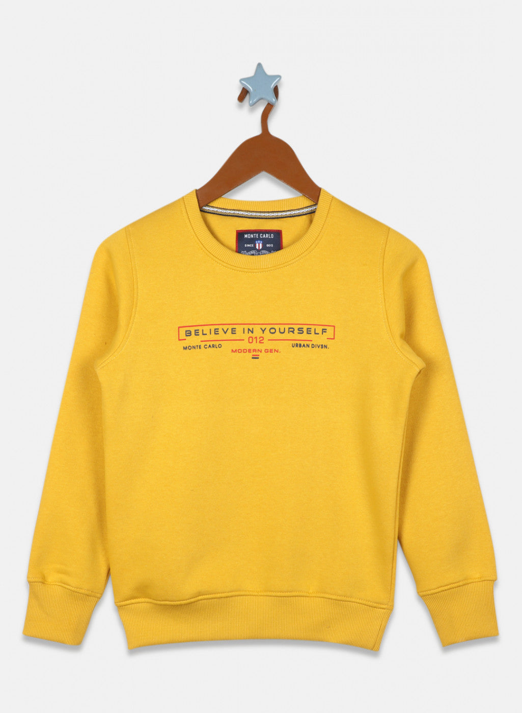 Boys Mustard Printed Sweatshirt