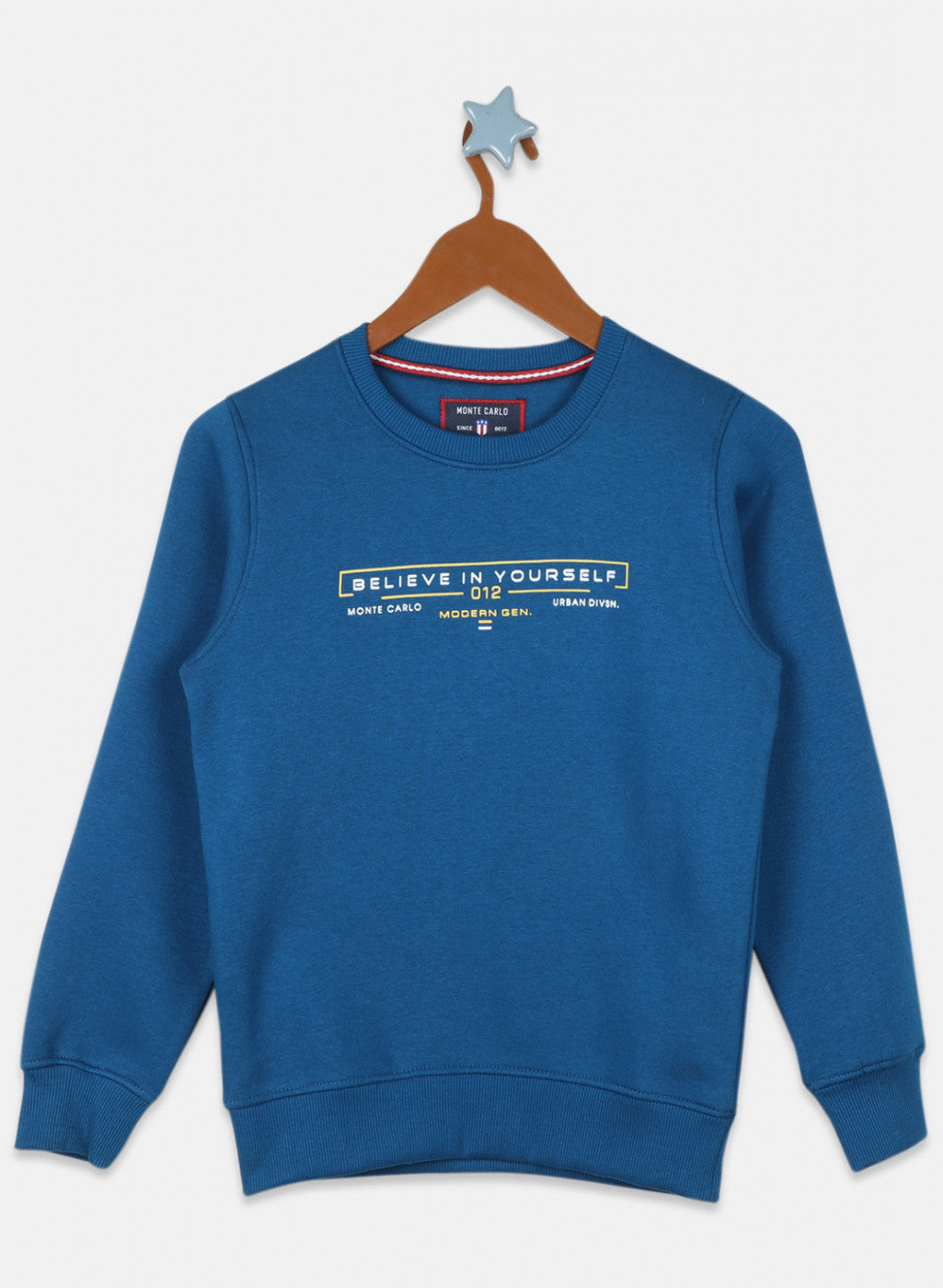 Boys Teal Blue Printed Sweatshirt
