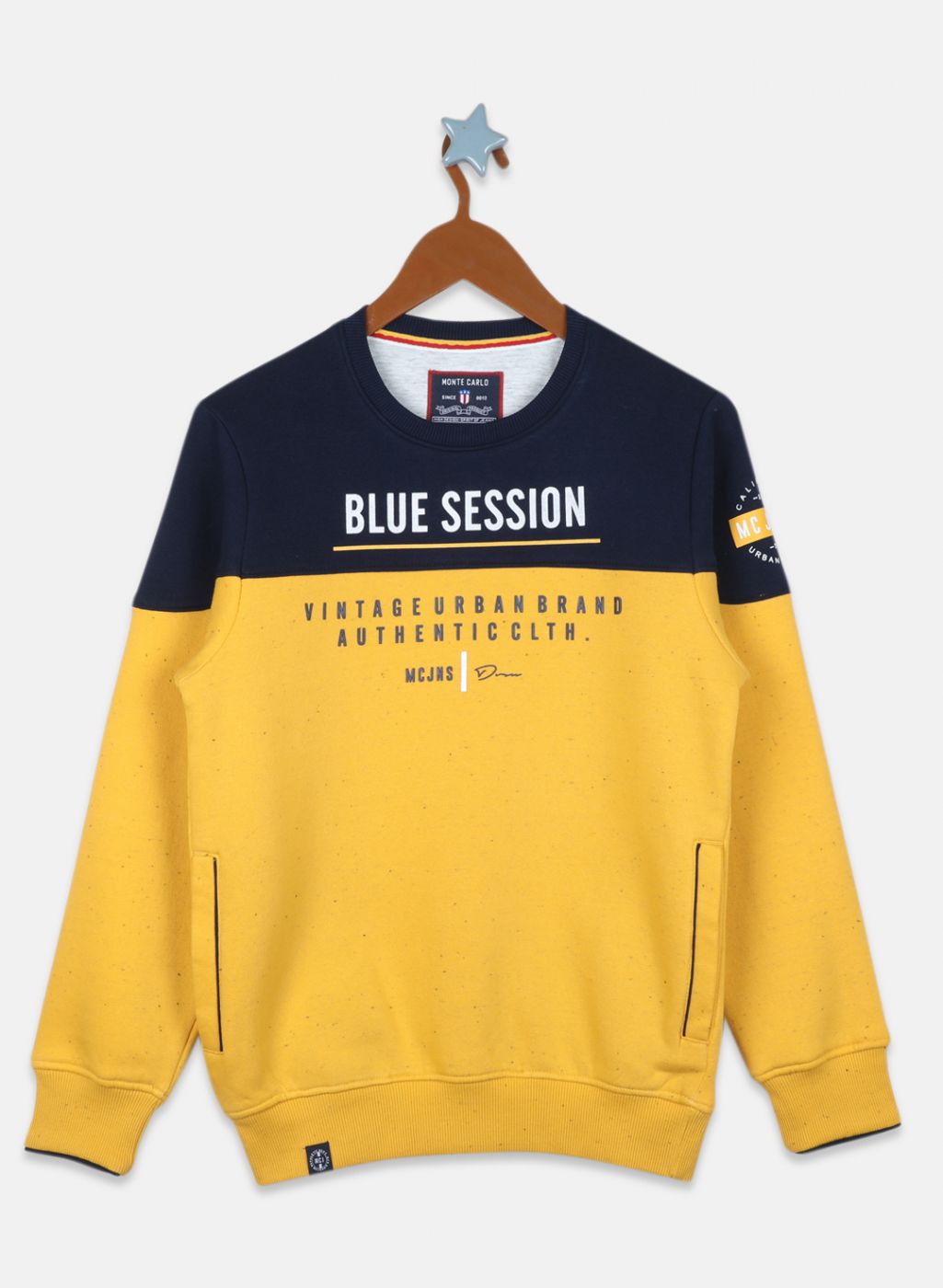 Boys Mustard Printed Sweatshirt