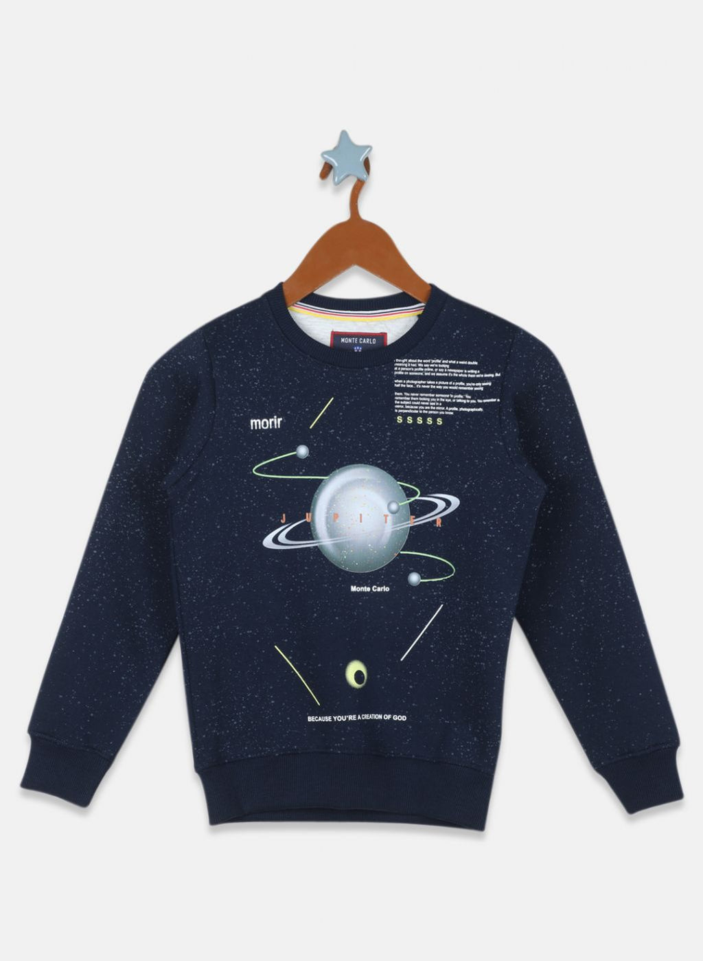 Boys NAvy Blue Printed Sweatshirt