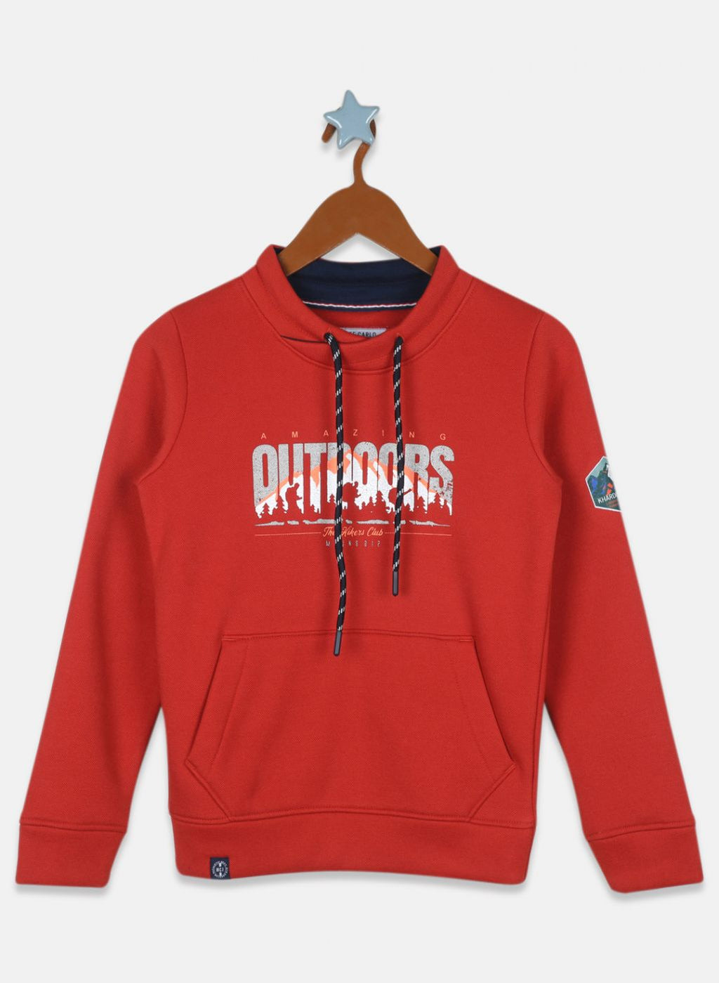 Boys Orange Printed Sweatshirt