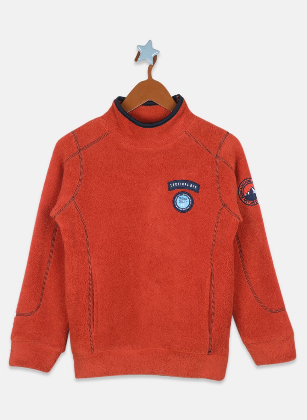 Boys Rust Orange Printed Sweatshirt