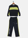 Boys NAvy Blue Printed Tracksuit