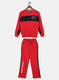 Boys Red Printed Tracksuit