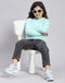 Girls Blue Solid Round Neck Full Sleeve Sweatshirt