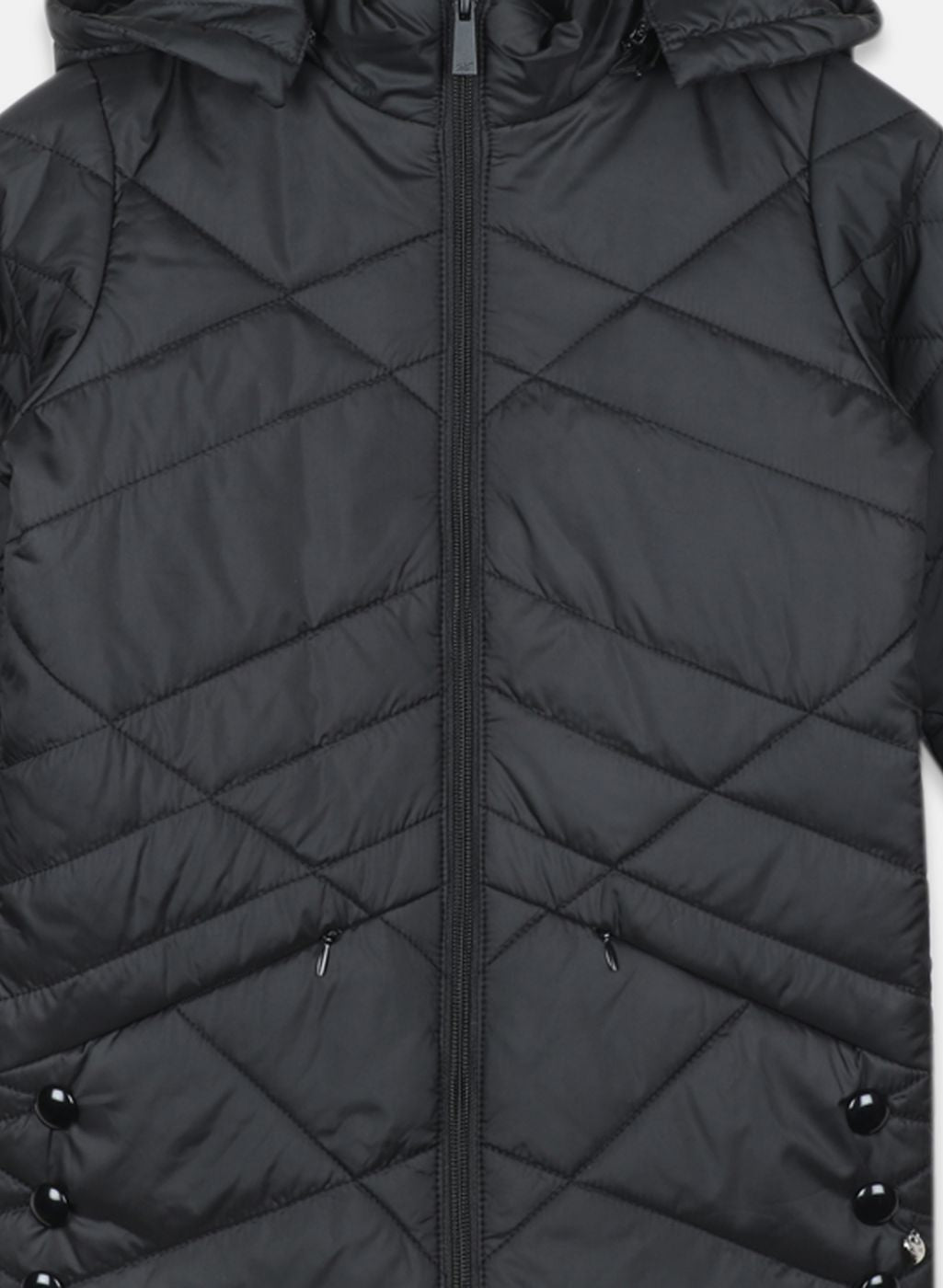 Girls Black Solid Jacket