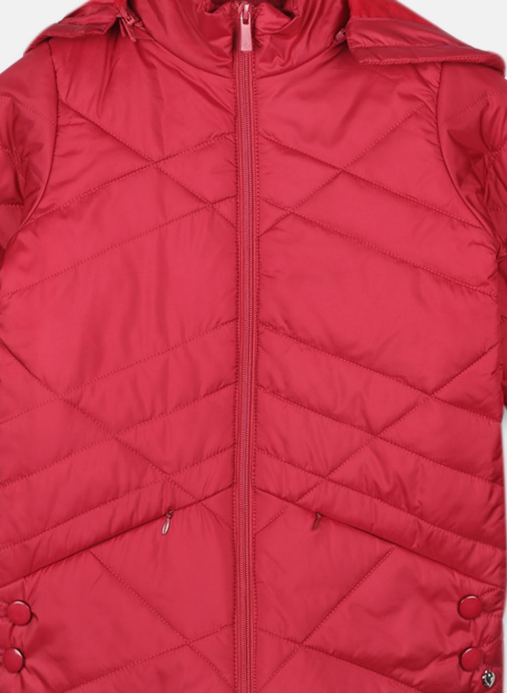 Girls Red Solid Jacket