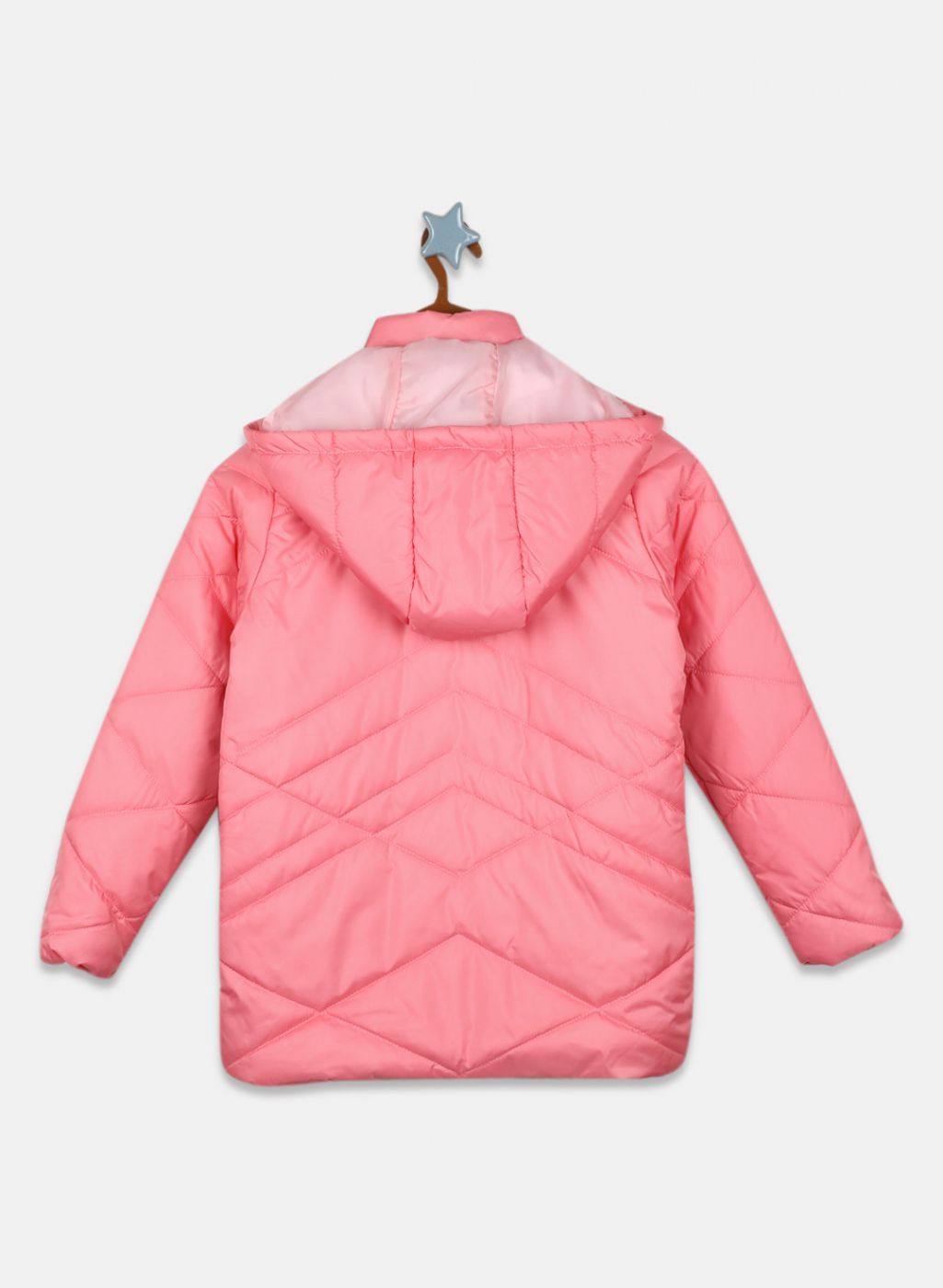 Girls Pink Solid Jacket