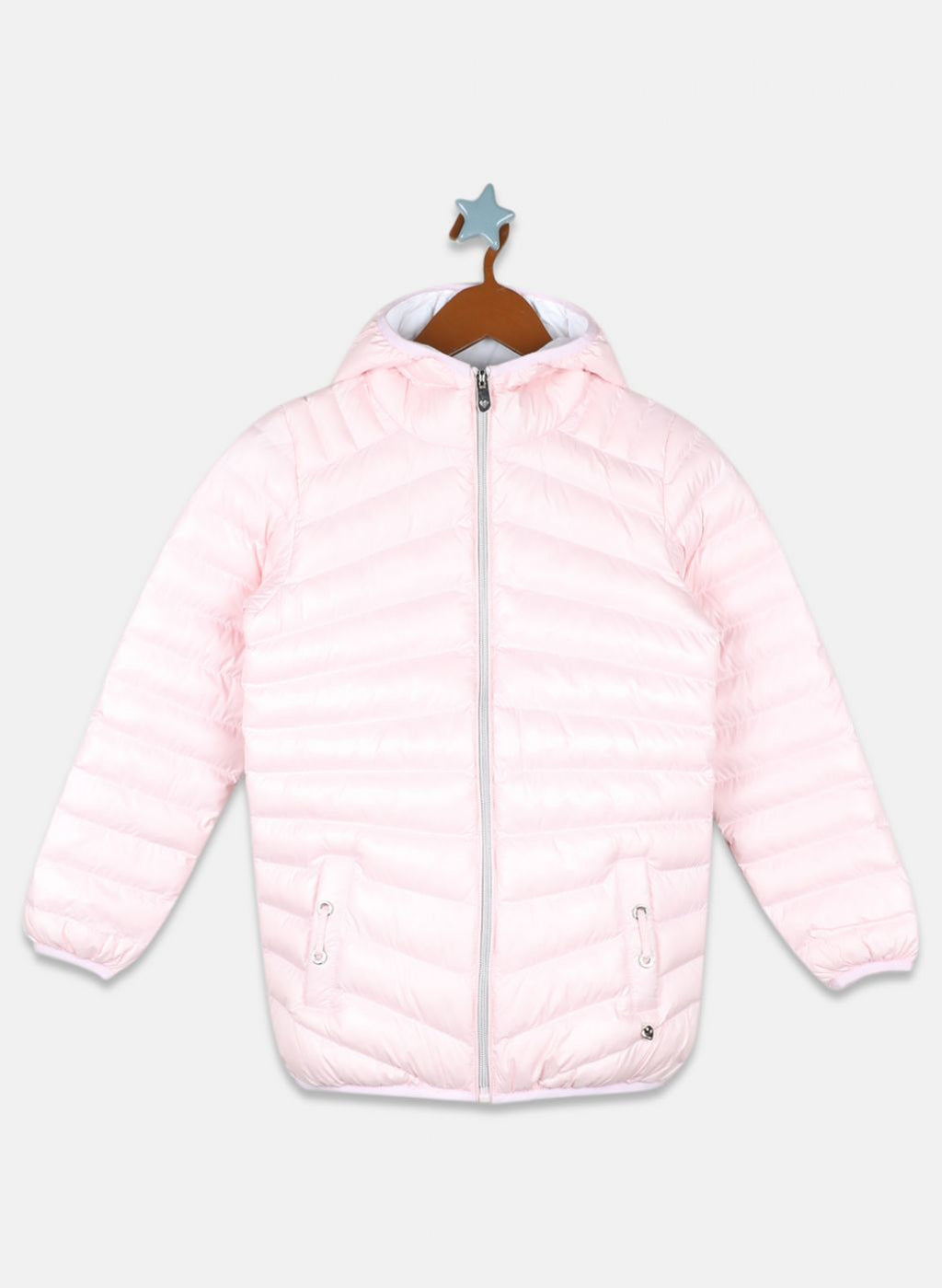 Girls Pink Solid Jacket