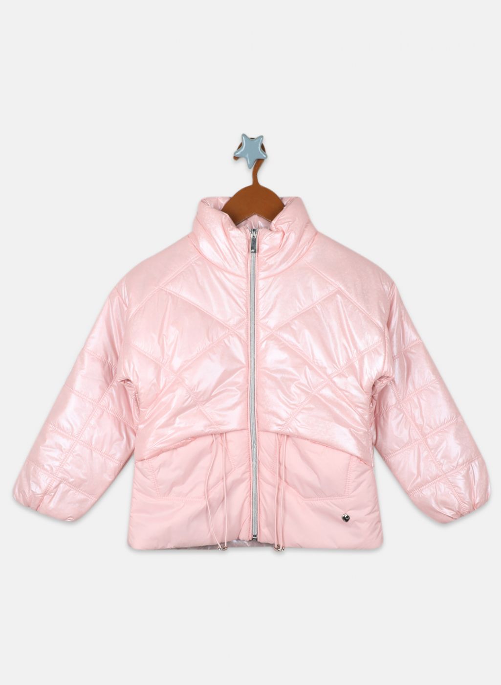 Girls Pink Printed Jacket