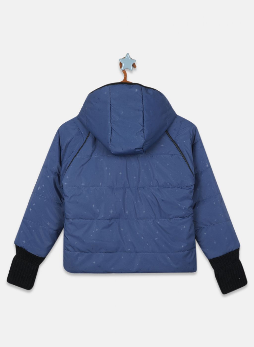 Girls NAvy Blue Printed Jacket