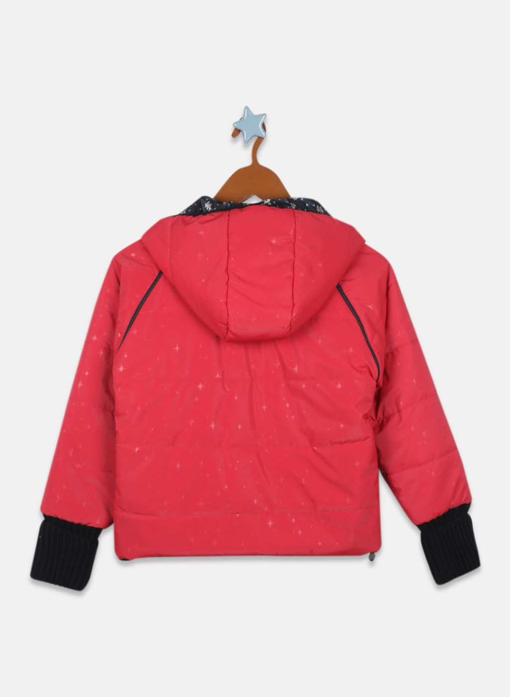 Girls Red Printed Jacket