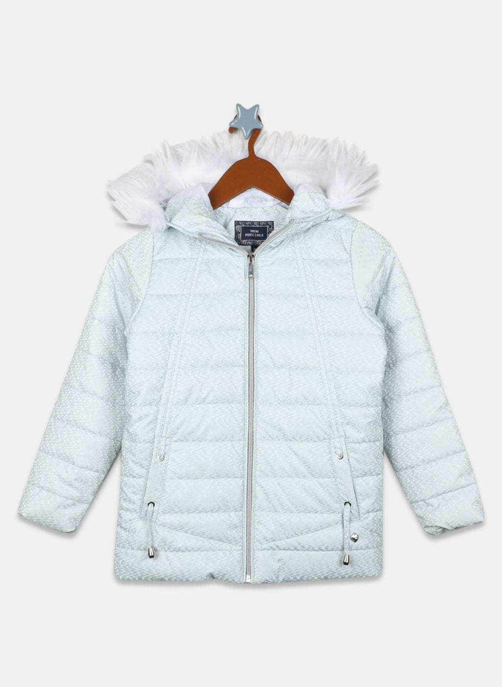 Girls Blue Printed Jacket