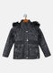 Girls Black Printed Jacket