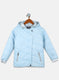 Girls Blue Solid Jacket