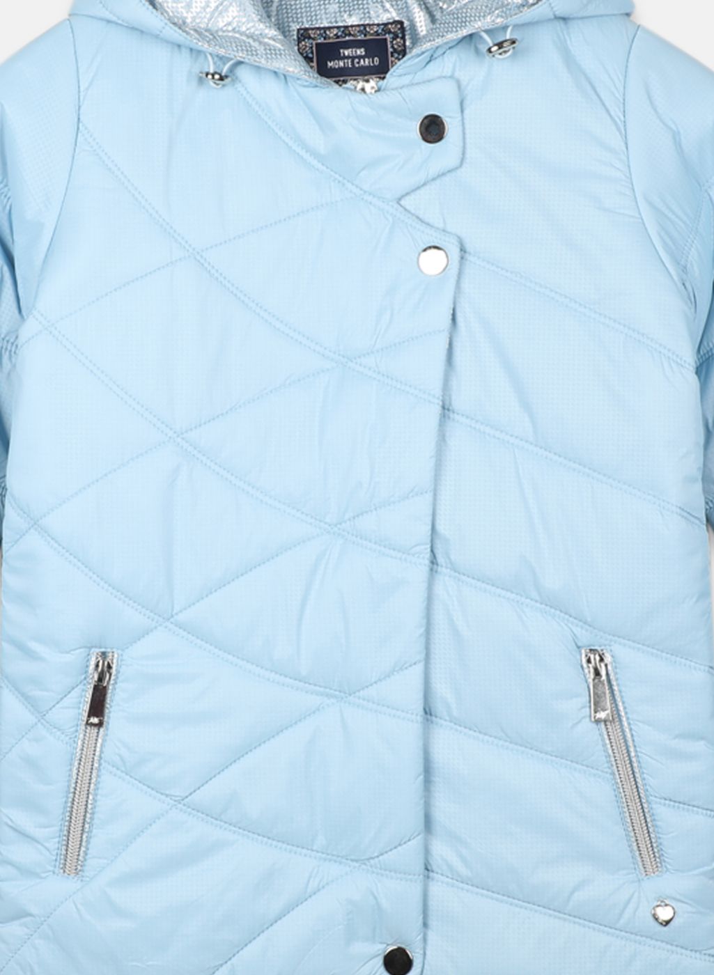 Girls Blue Solid Jacket