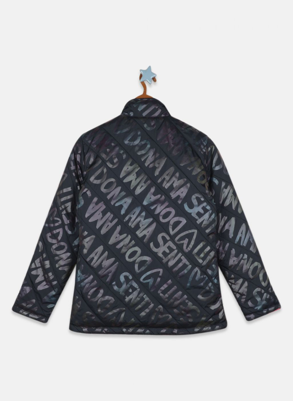 Girls Black Printed Jacket