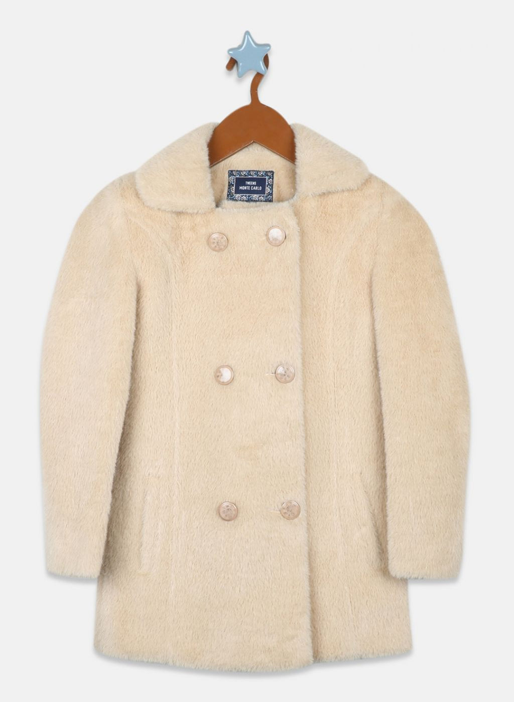 Girls Beige Solid Coat