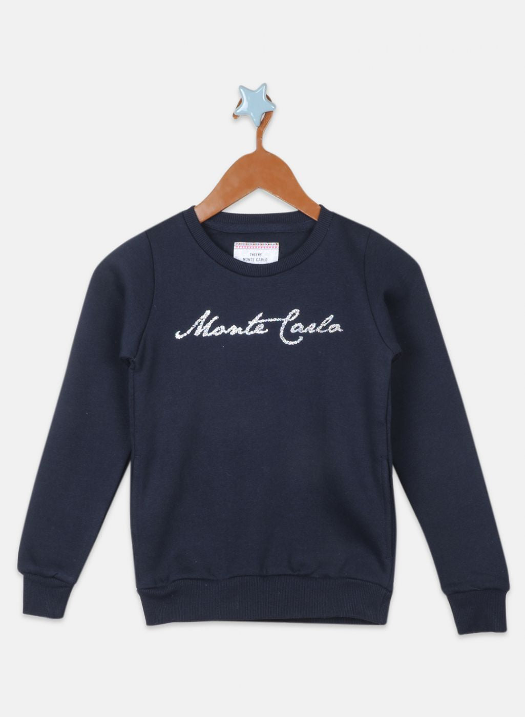 Girls NAvy Blue Printed Sweatshirt